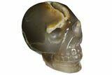 Polished Agate Skull with Quartz Crystal Pocket #148106-1